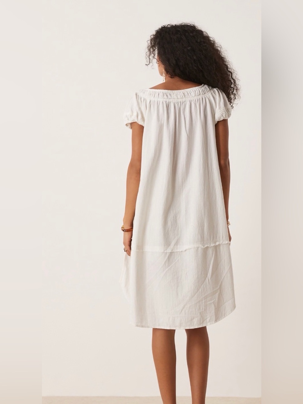 FREE PEOPLE Fayre Midi Tunic Dress Ivory Cottagecore Boho NWT Size M - Picture 2 of 16